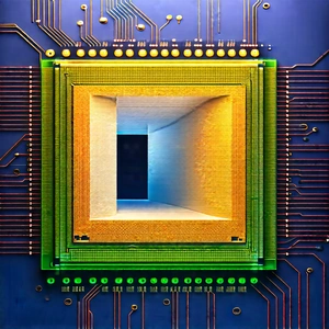 Microchip With (digital:1.41) Particles With Computer Circuit