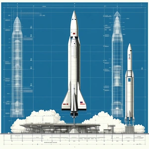 A Space Shuttle Is Shown In A Drawing, With A Smaller Rocket Ship Next To It