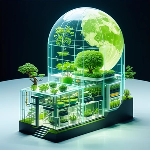 A Large, Futuristic Greenhouse With A Dome-shaped Roof