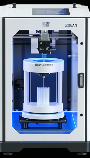 A Machine Is Shown In The Image, With A Blue Light Illuminating The Area