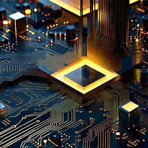 Close-up Of Electronic Circuit With Close-up Computer