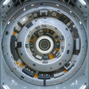The Image Is A Close-up Of A Space Station, Showcasing The Interior Of The Spacecraft
