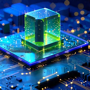 Blockchain Network Visualization With Close-up Green