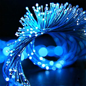 Close-up Of Fiber Optic Cables With Close-up Blue