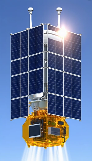 A Large Satellite With A Solar Panel On Its Side