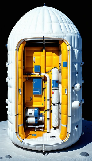 A Large White Structure With A Yellow And White Exterior