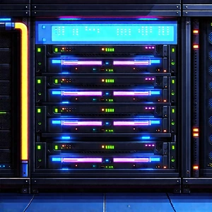 Server Rack With Neon Accents With Image, There