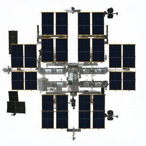 The Image Is A White And Black Illustration Of A Space Station