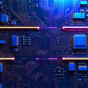 Circuit board with neon accents