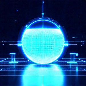 Futuristic Digital Workspace With Large Blue