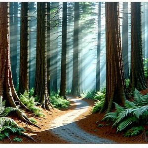 Nature Blueprint Style: Path through redwood forest