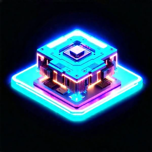 Quantum Computer With Neon Accents With Image, There