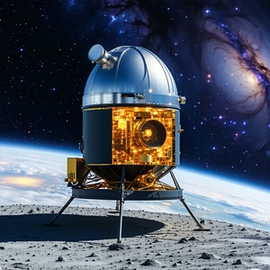 A Spacecraft, Possibly A Rocket Or A Satellite, Sitting On The Surface Of A Planet