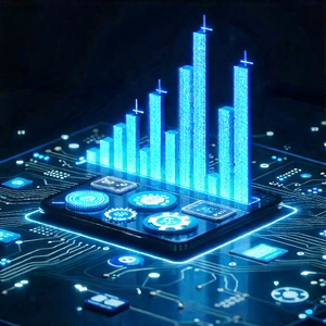 Financial Technology In Design Studio With Futuristic Display