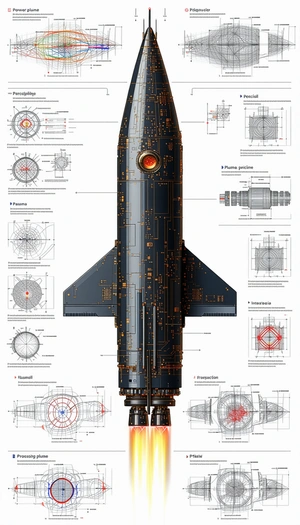 The Image Is A Detailed Diagram Of A Rocket, Showcasing Its Various Components And Their Functions