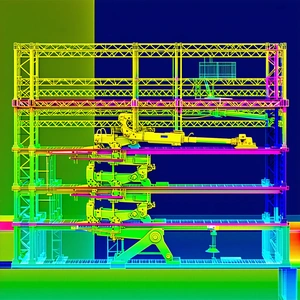 The Image Is A 3d Model Of A Large Machine, Possibly A Robot Or A Factory Machine