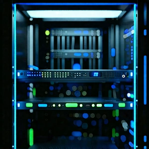 Server rack with neon accents