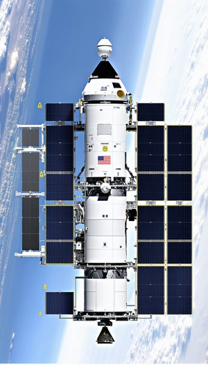 A Space Shuttle With A Large Solar Panel On Its Side