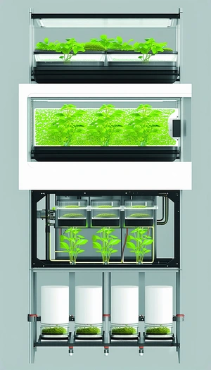 A Large, White, And Black Aquarium Filled With A Variety Of Plants