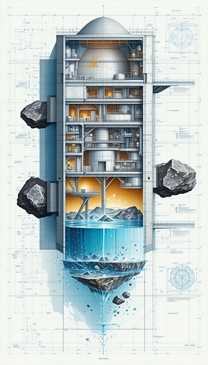 In The Image, There Is A Large Building With A Waterfall Inside Of It