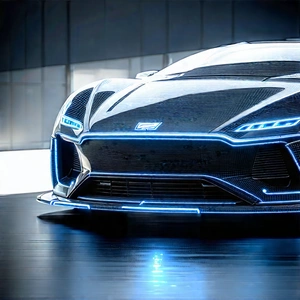 Automotive Technology In Research Center With Futuristic Parked