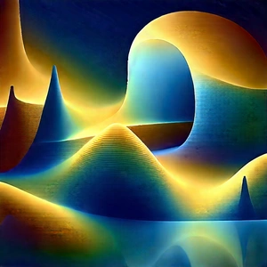 Futuristic (digital:1.2) Workspace With Painting Blue