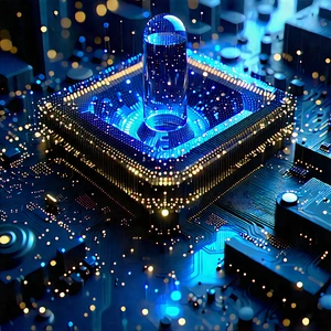 Quantum Computer With Digital Particles With Blue Light