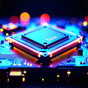 Microchip with neon accents