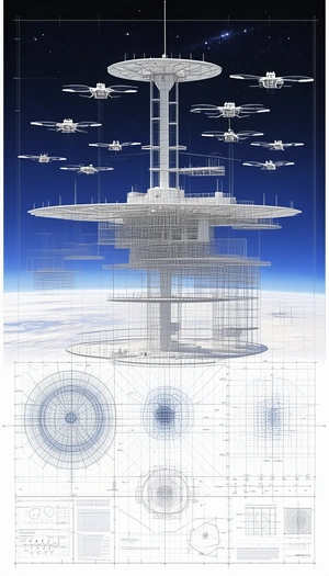 The Image Is A Futuristic Drawing Of A Large Building With A Central Circular Structure