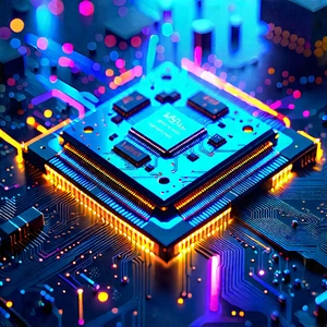 Microchip with neon accents