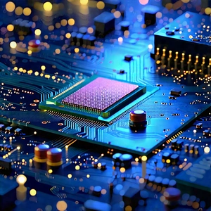Circuit Board With (digital:1.27) Particles With Close-up Computer