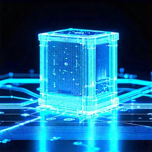 Quantum computer with blue light glow