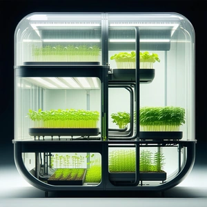 A Large, Clear Glass Box Filled With Various Plants