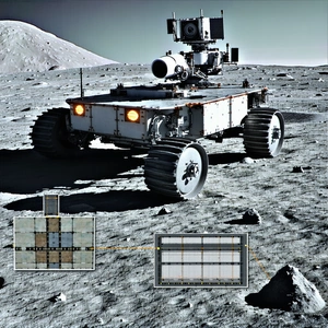 A Robotic Vehicle, Possibly A Rover, On A Rocky Surface