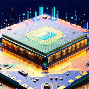 Close-up Of Microprocessor With Close-up Computer