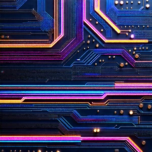 Circuit board with neon accents