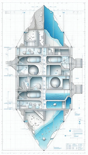 The Image Is A Blueprint Of A Large