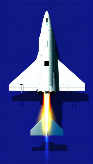 A White And Blue Jet Is Shown In A Blue Sky