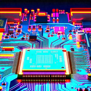 Circuit board with neon accents