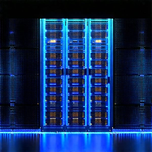 Server rack with (digital:1.13) particles