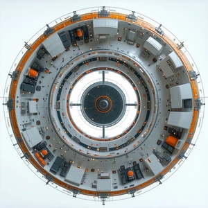 The Image Is A Close-up Of A Large, Round, White Structure With A Central Hole