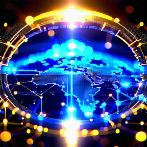 Blockchain Network Visualization With Blue Yellow