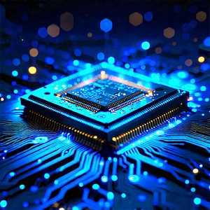 Microchip With Data Streams With Blue White