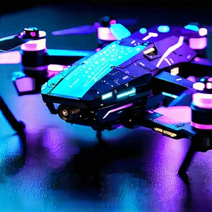 Drone With Glowing Screen With Blue Black