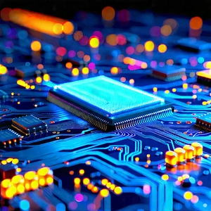 Close-up Of Electronic Circuit With Close-up Computer