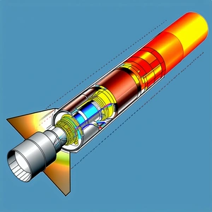 rocket shown blue background