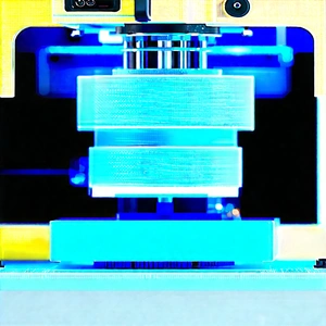 3d printer with blue light glow