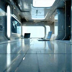 Futuristic tech startup office