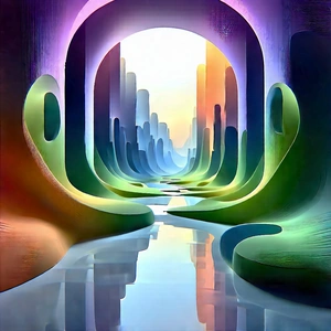 Futuristic Tech Startup Office With Colorful, Abstract