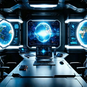 Futuristic digital workspace